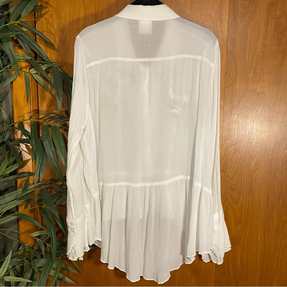 Lauren Conrad Sheer White High Low Top XXL - Picture 2 of 9